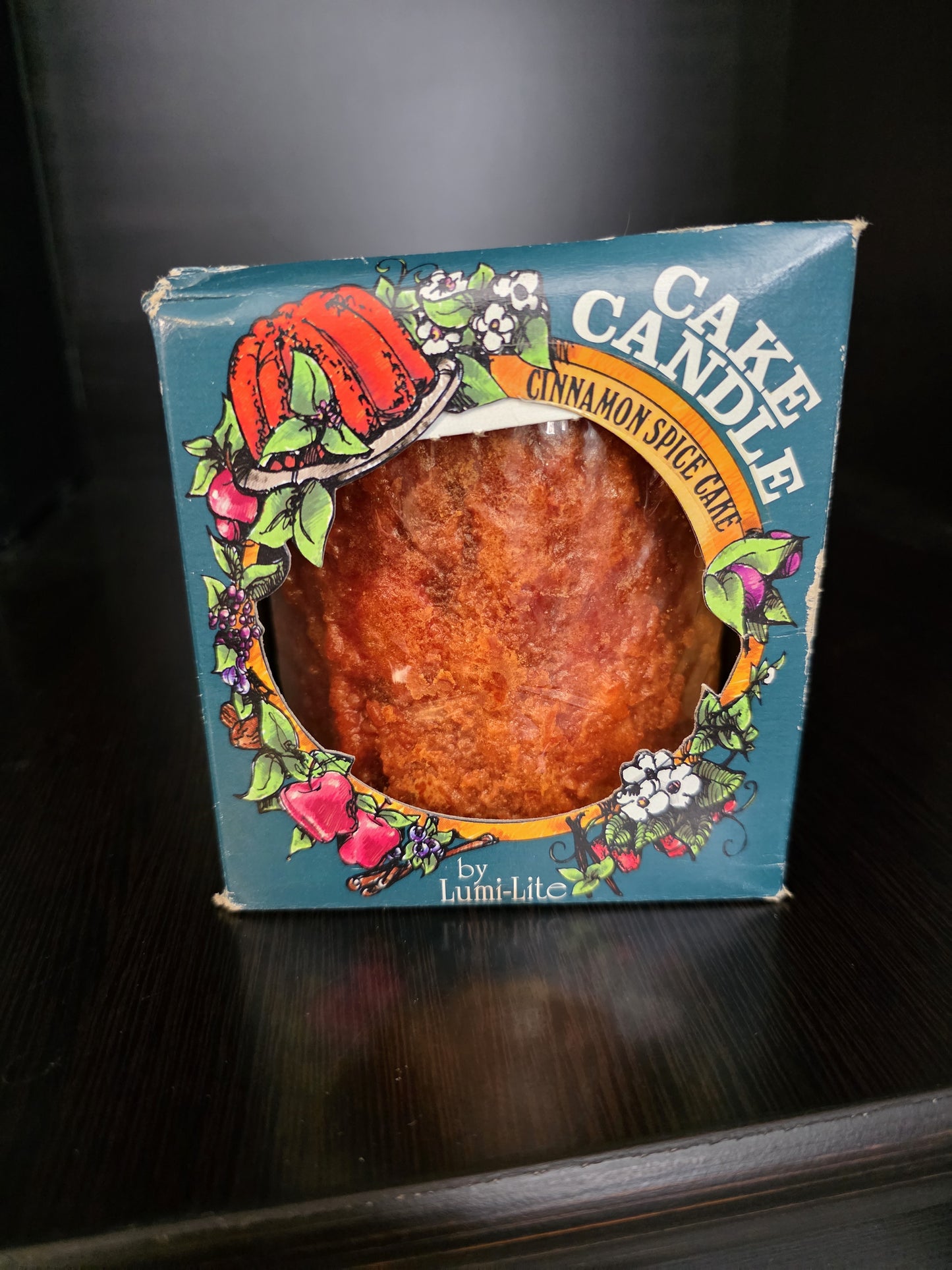 Vintage Lumi-Lite Cinnamon Spice Cake Pillar Candle CAKE CANDLE NIB