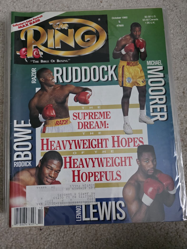 ring boxing magazine Ruddock Moorer bowe Oct 1992