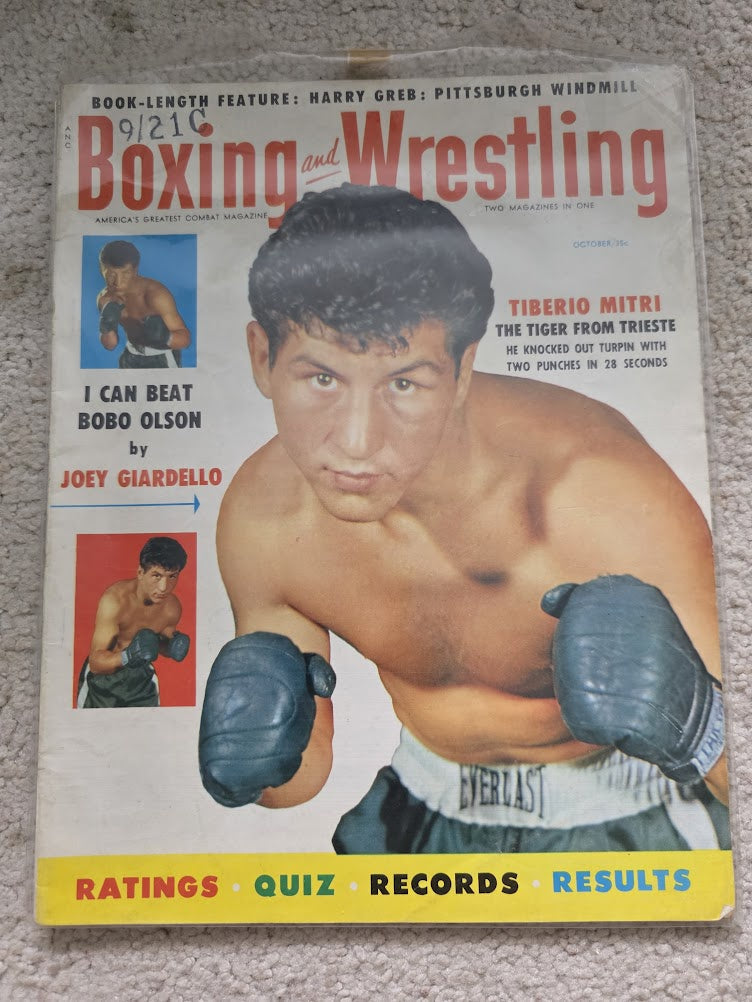 Vintage Boxing And Wrestling Magazine. October 1954. Tiberio Mitri