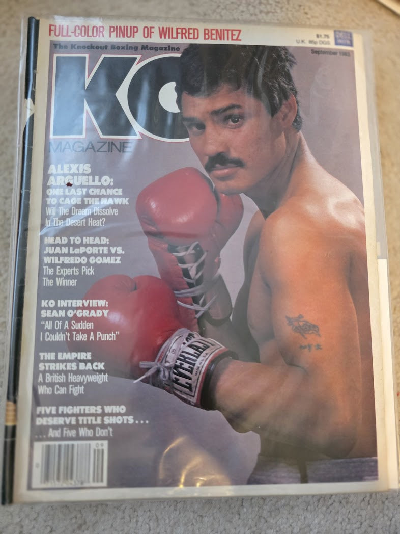 1983 September KO Knockout Boxing Magazine Alexis Arguello LaPorte Gomez Benitez