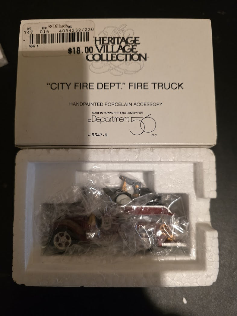 Dept 56 City Fire Dept FIRE TRUCK Heritage Village Collection
