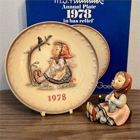 Hummel Goebel Happy Pastime Figurine TM5 & 1978 Annual Plate