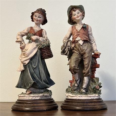 Capodimonte Porcelain Pair Of Statues - Marked And Signed Giuseppe Armani - Boy And Girl Sculptures - G Armani