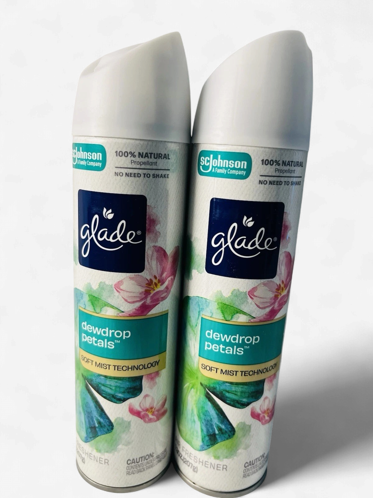 2 Glade Spray Air Fresheners DEWDROP PETALS Scent Odor Fighting Soft Mist 8.0oz.