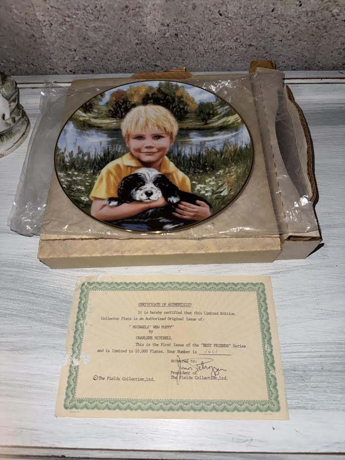 Michael's New Puppy Collectors Plate-The Fields Collection With COA