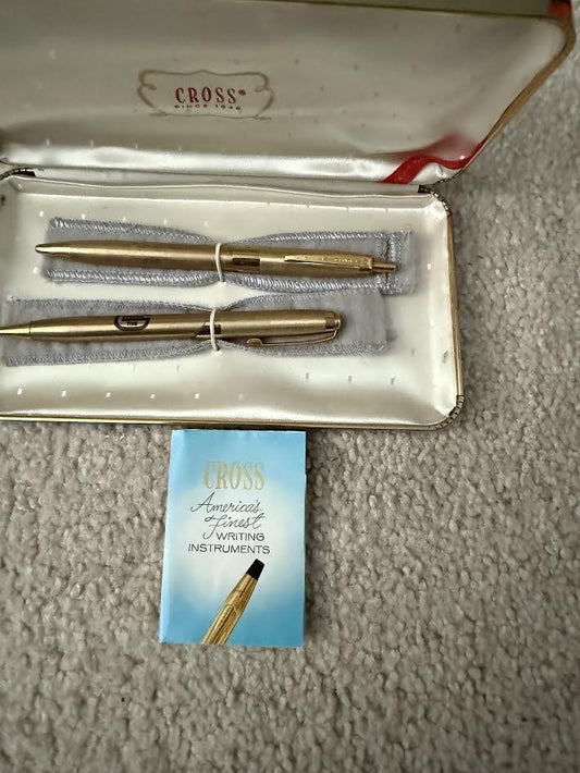 Vintage Cross 14K GOLD Filled Ball point Pen & Pencil set in Original Case
