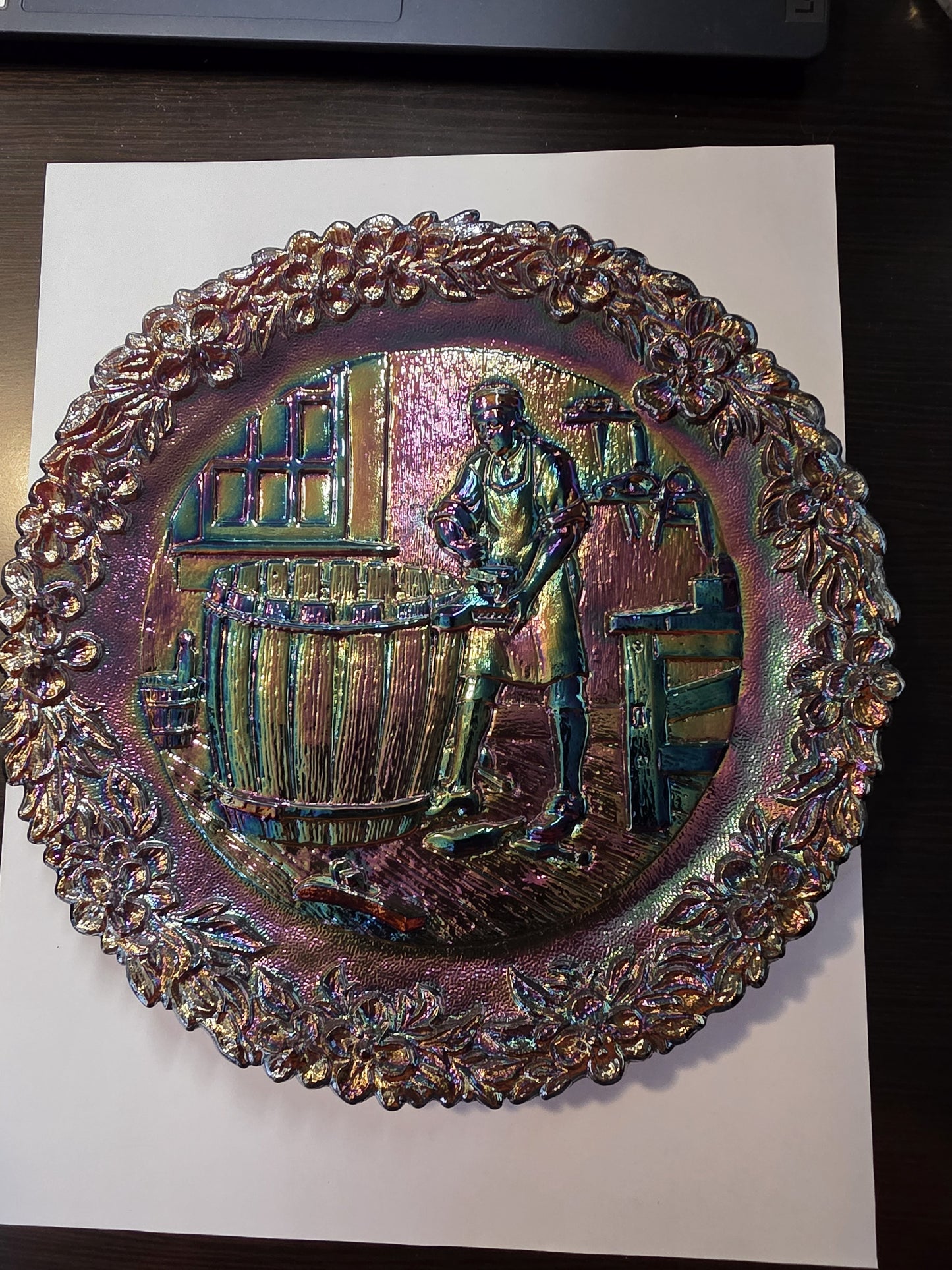 Vintage Fenton Carnival Glass Collector Plate No.5 1974 Cooper John Alden
