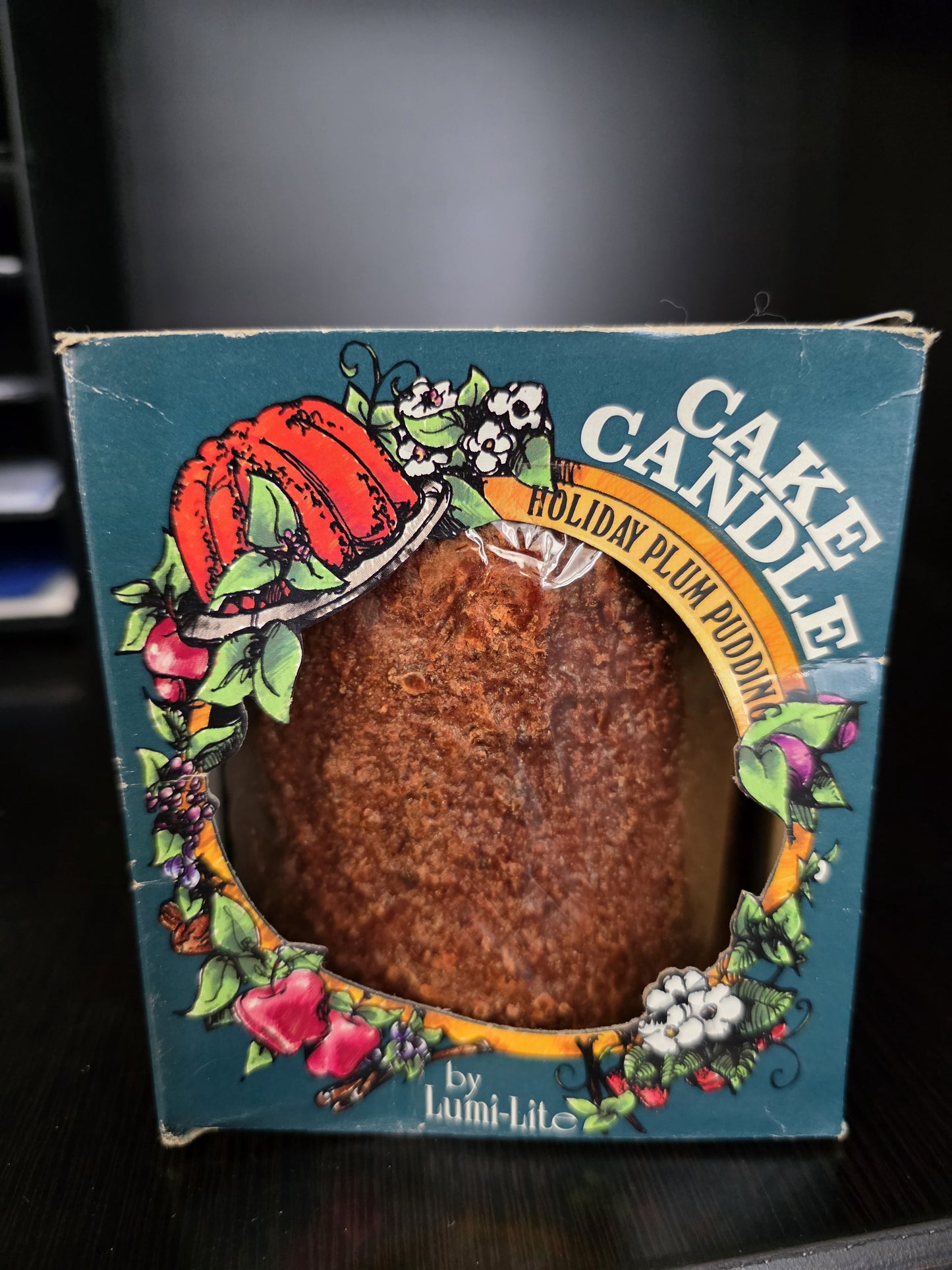Vintage Cake Candle Frosted Pillar HOLIDAY PLUM PUDDING Lumi-Light Candle NIB