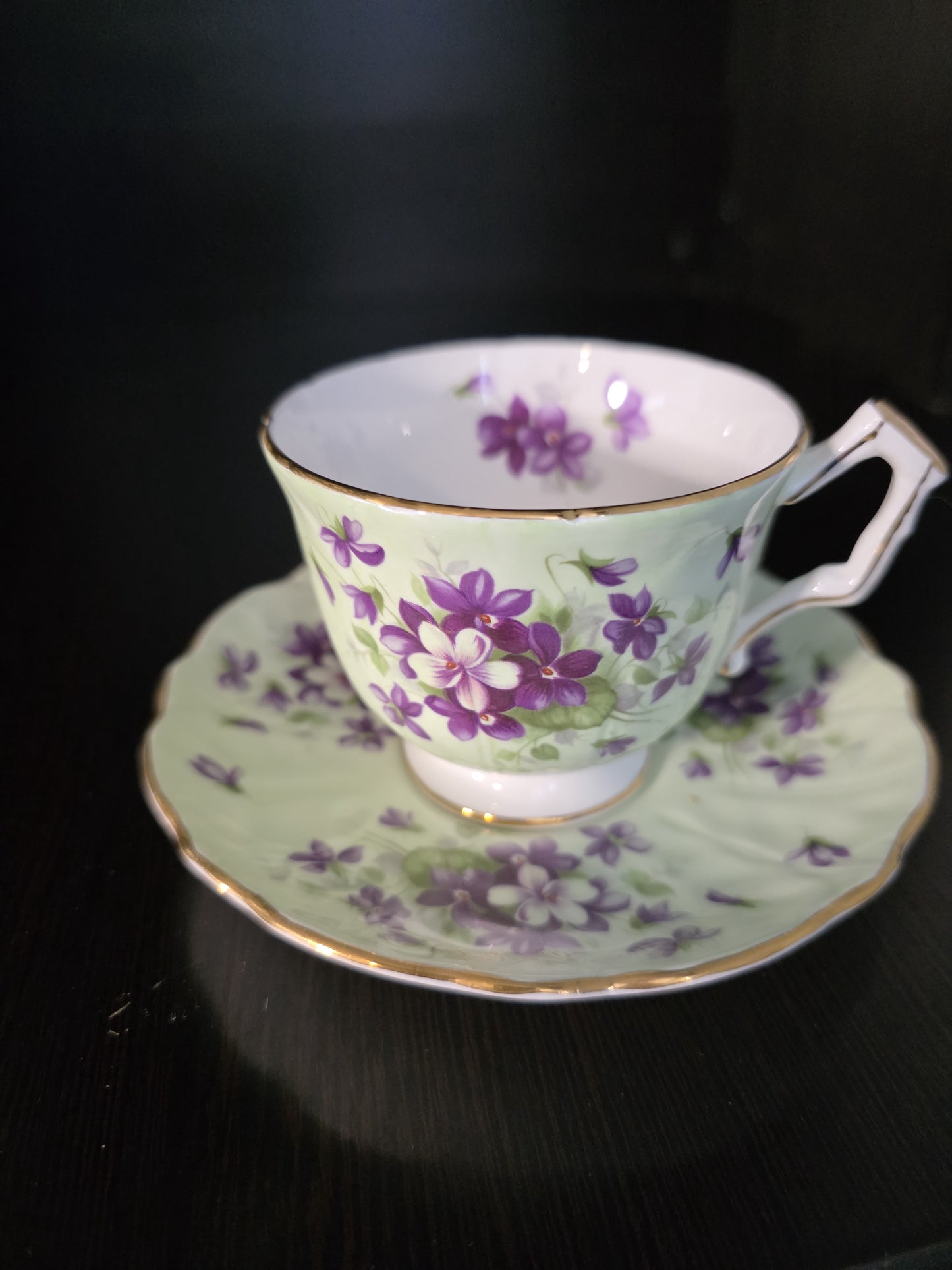 Vintage Aynsley Teal Teacup & Saucer