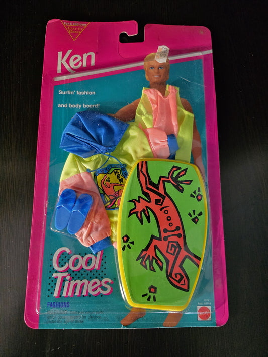 Ken Cool Times Surfin' Fashion Mattel 10741 10744 Jacket Bodysuit Body Board New SEALED