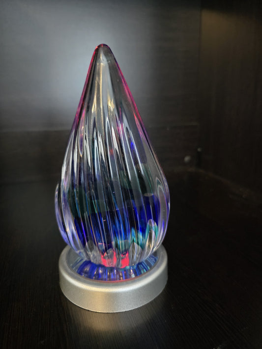 Vintage Murano Hand Blown Glass Tear Drop Sculpture Multicolor WITH UNDERLIGHT