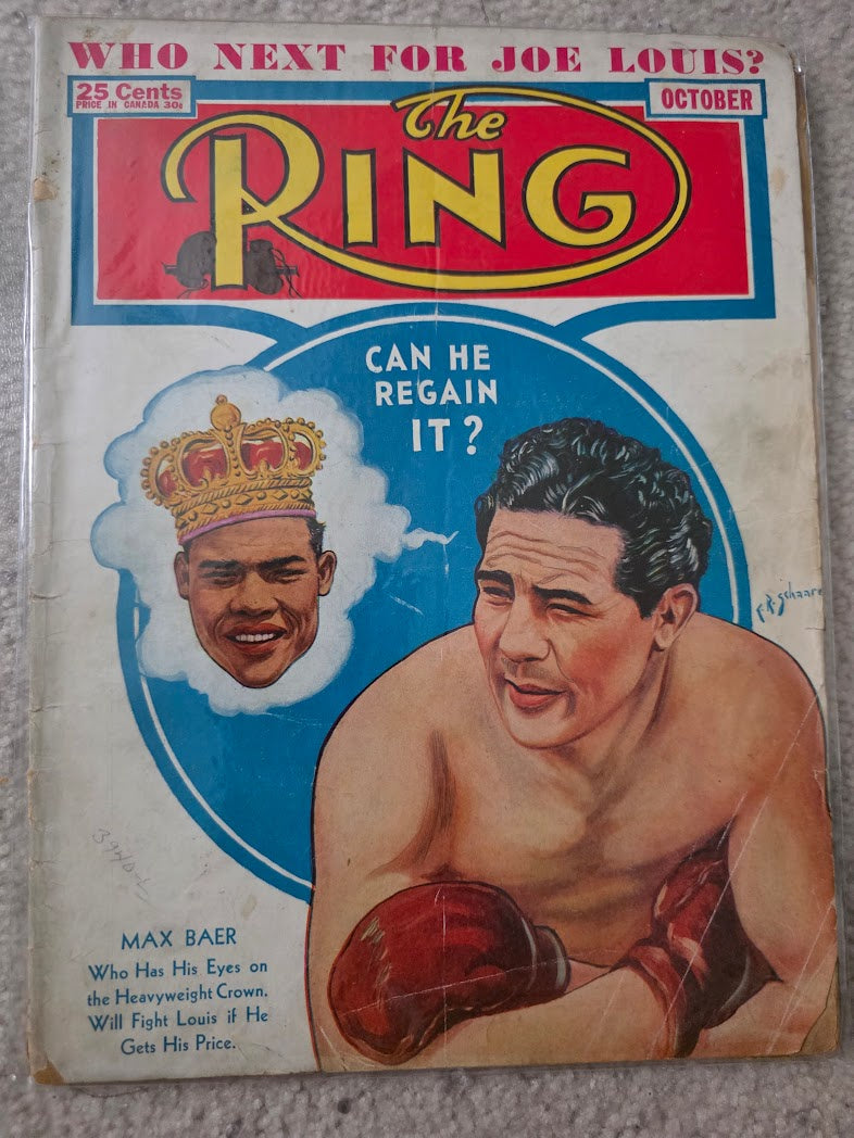 October 1940 The Ring Boxing Magazine Max Baer & Joe Louis Cover