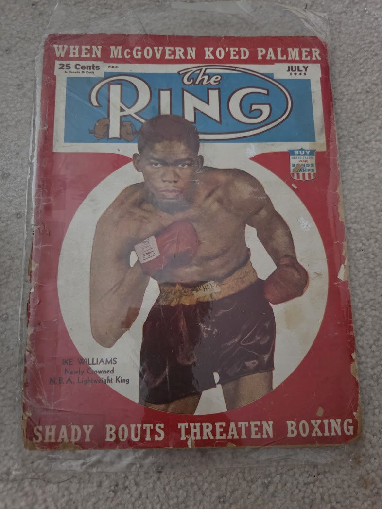 RING MAGAZINE JULY 1945 IKE WILLIAMS ON COVER