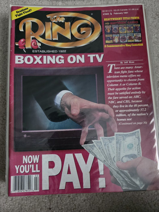 The Ring February 1991 Magazine Boxing On TV