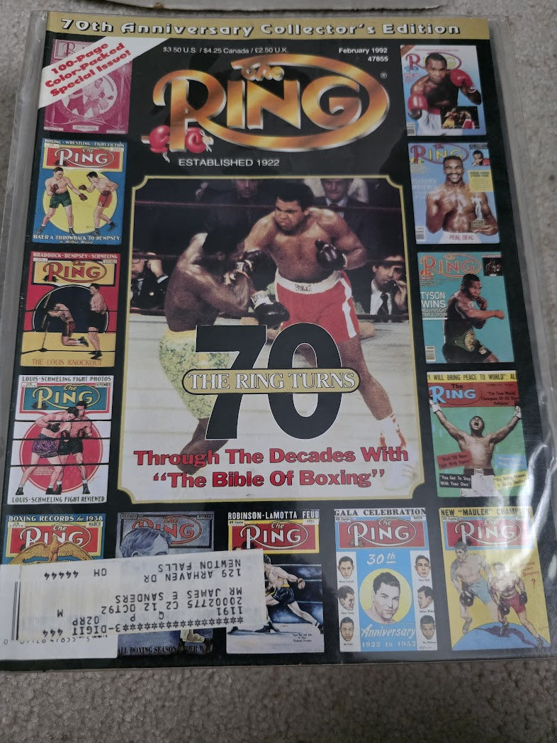 THE RING MAGAZINE BOXING 1992 FEBRUARY 70TH ANNIVERSARY
