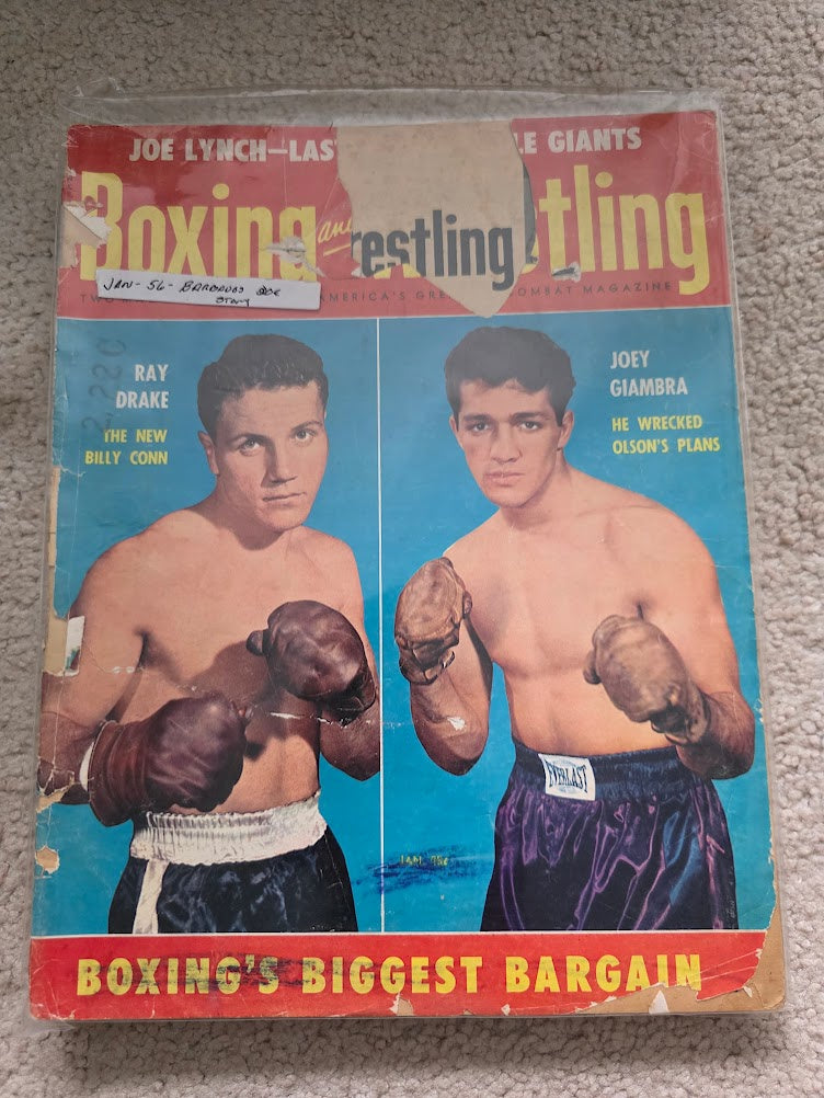 BOXING and WRESTLING MAGAZINE JAN 1956 Ray Drake, Joey Giambra