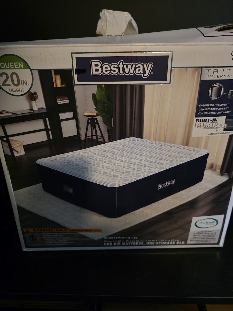 Bestway 67938E Queen 20" Air Mattress with Built-in Pump