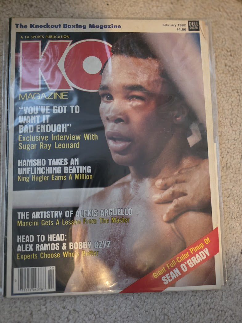 KO Magazine February 1982 Sugar Ray Leonard Cover w/ Sean O'Grady Poster