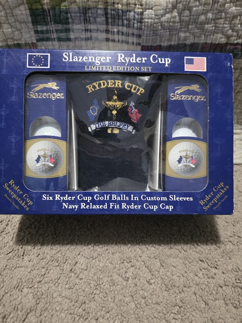 Slazenger 2001 Ryder Cup Limited Edition Set Belfry Hat Cap & 6 Golf Balls New