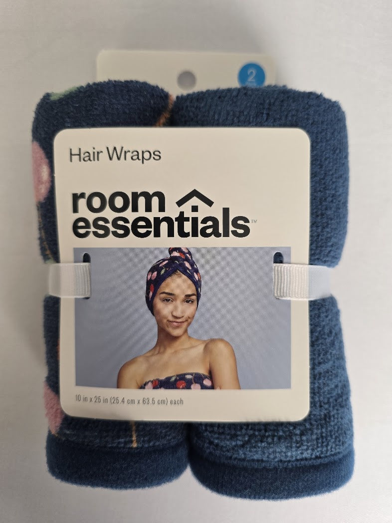 Pack of 2 Room Essentials Hair Wraps Gray 10” X 25”
