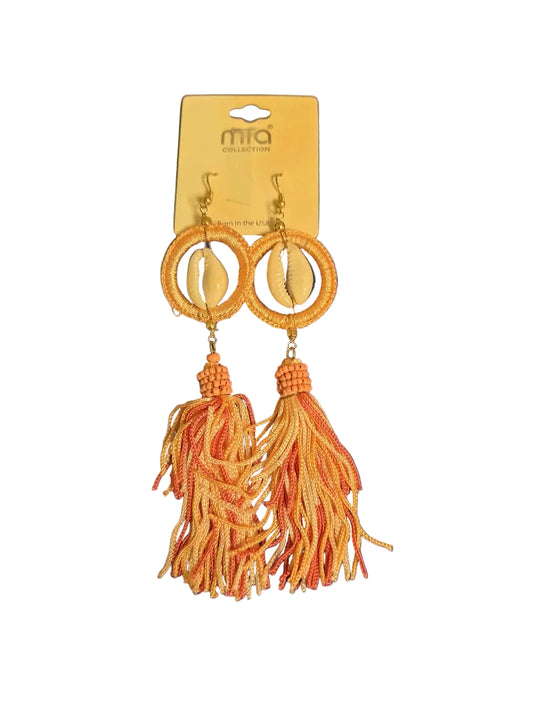 Mia collection Earrings Shell and Bead Dangle Tassel peach and pink