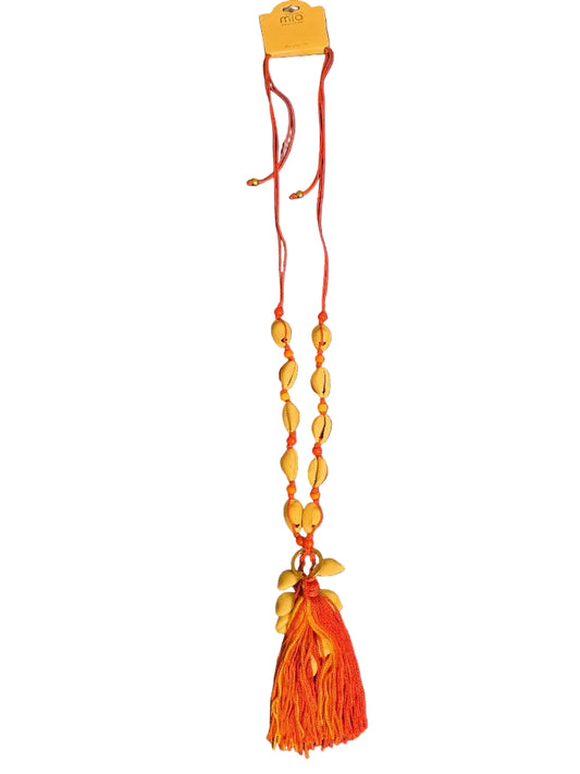 MIA Collection Pink Tassel Festival Necklace with Shells & Goldtone Beads!!!