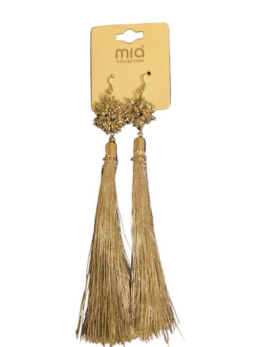 Mia Collection Wire Drop Earrings Spiky Ball Tassel Gold