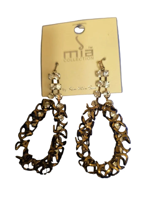 Hoop Fashion Earrings - Rhinestones & Bronze Filigree - Mia Collection