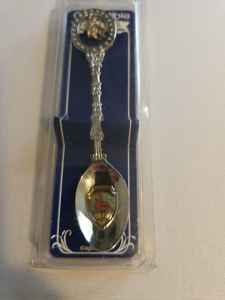 vintage collectible souvenir spoon from Turks & Caicos FLAMINGO