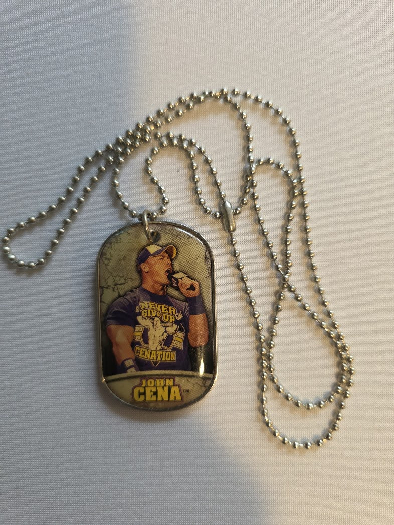 2011 Topps WWE Dog Tag Signature Series Dog Tag John Cena RING SIDE RELIC