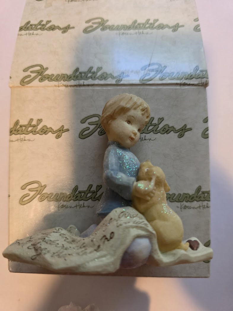 2003 Enesco Foundations Boy w Puppy Figurine by Karen Hahn #112024