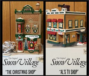 Dept. 56 Snow Village "Al's TV Shop & The Christmas Shop" 1992/1991 WITH BOX