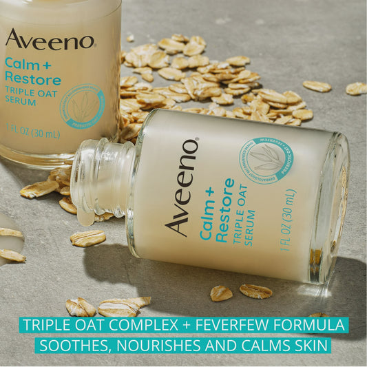 Aveeno Calm & Restore Oat Serum Fragrance Free Sensitive Skin 1 fl oz