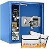 Voncabay Money Safe Box for Home with Sensor Light & Fireproof Money Bag - 1.5 Cubic Feet Security Safe Box with Digital Keypad, Keys & Pass Code Lock BLUE