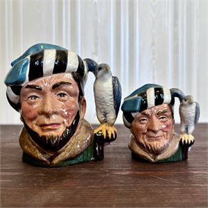 Royal Doulton The Falconer Small & Mini Character Jugs D6540/D6547 England 4" and approx. 2.75"