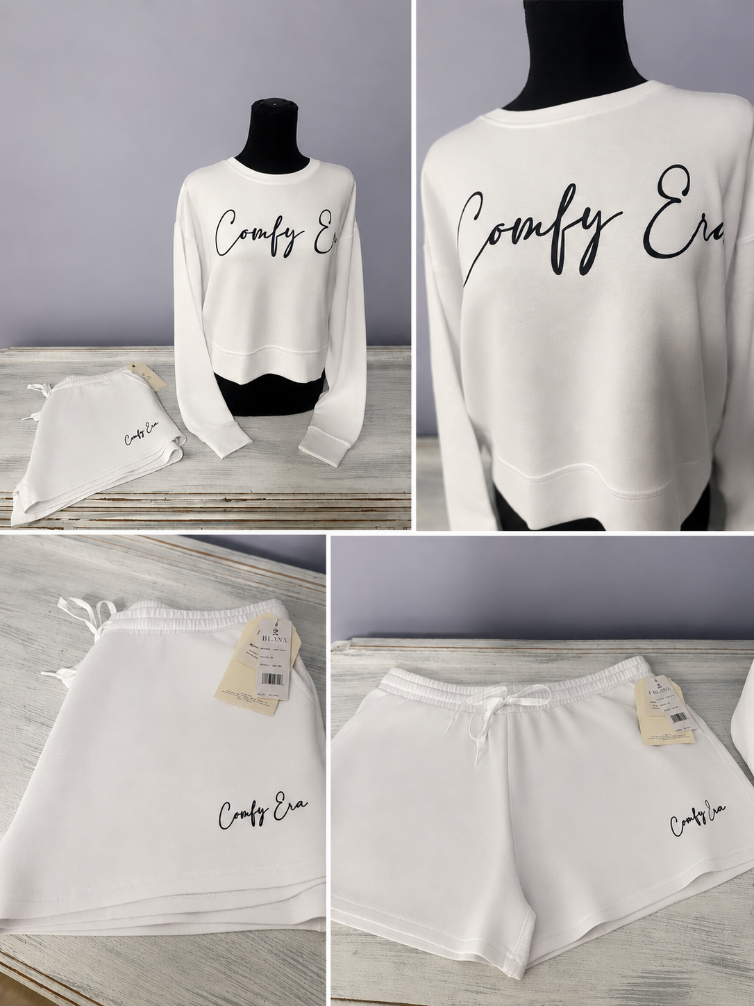 NWT "Comfy Era" Pink or White Lounge Set –Scuba Material- Juniors/Women’s 2 Piece Soft Sweatshirt & Shorts Set MSRP: $99.90