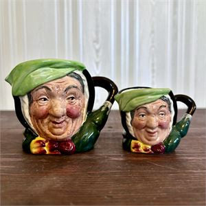 Royal Doulton Sairey Gamp Small & Mini Character Jugs D5451/D6045 England  Excellent - 3" and approx. 2.25"