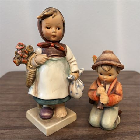 1950's TM2 Goebel Hummel Figurines Weary Wonderer & Little Tooter