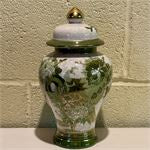 Hand Painted Japanese Covered Urn - 9.5"T