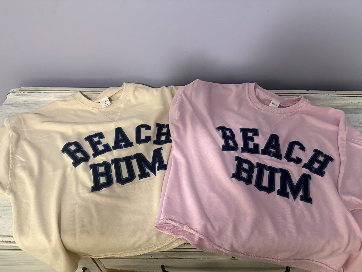 NWT "BEACH BUM" Womens/JuniorsCrewneck Sweatshirt - Cozy Oversized Fit | Pink or Cream MSRP $39.95