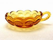 Vintage Fostoria Amber Coin Ware Nappy Dish