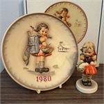 Hummel Goebel School Girl Figurine TM5 & 1980 Annual Plate