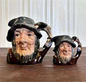 Royal Doulton Rip Van Winkle Small & Mini Character Jugs D6463/D6517 England 4" and approx. 2.5"