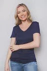 Women's Short Sleeve V Neck Solid Top Choose Color