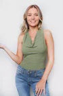 Women's Sleeveless Halter Rib Knit Bodysuit