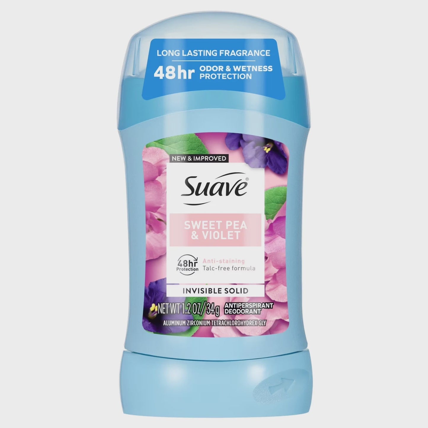 2PC Suave Antiperspirant Deodorant For Women, 48hr Protection, Sweet Pea & Violet, 1.2 OZ