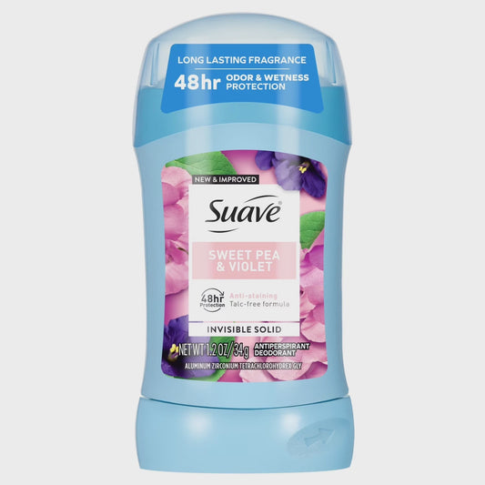 2PC Suave Antiperspirant Deodorant For Women, 48hr Protection, Sweet Pea & Violet, 1.2 OZ