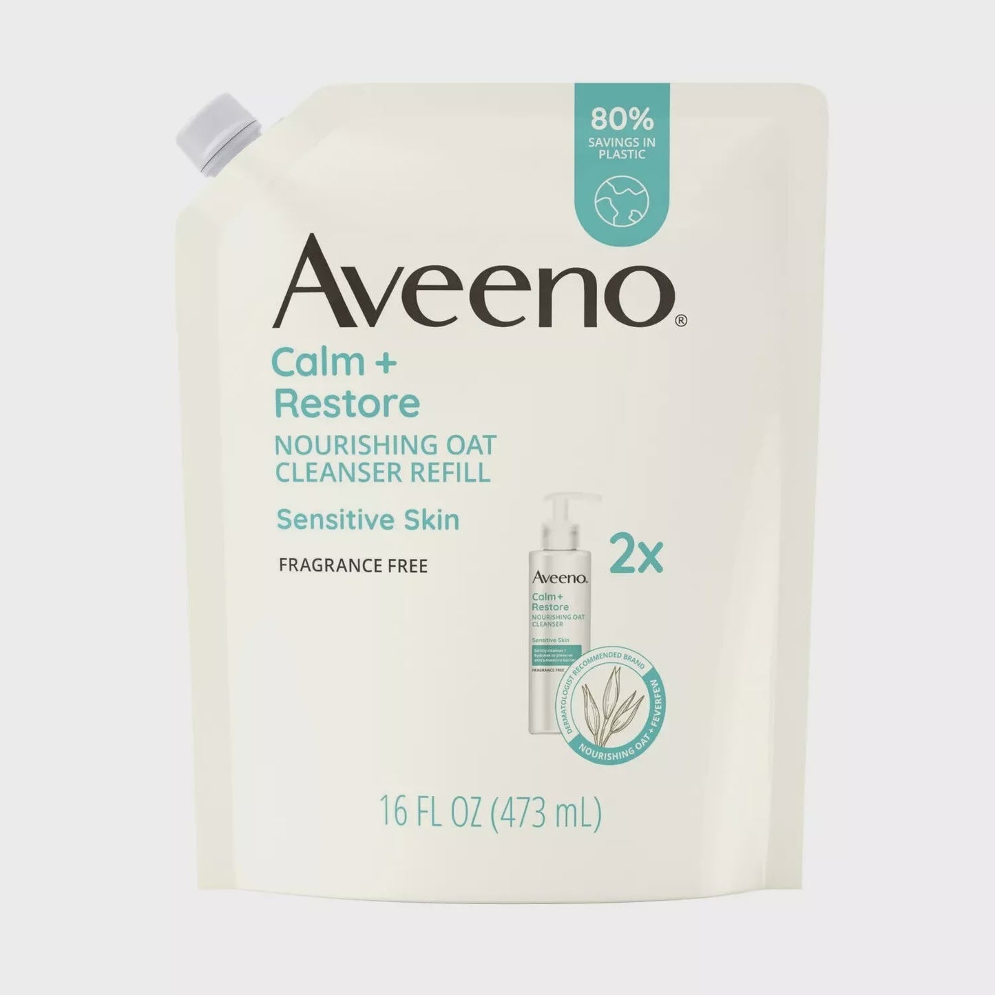 AveenoCalm & Restore Nourishing Oat Cleanser Refill Sensitive Skin 16 oz